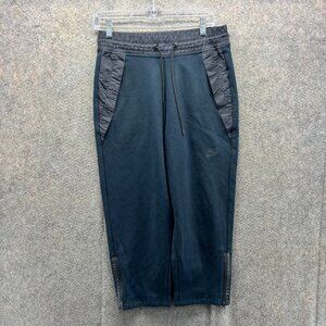 Nike Jogger Pants Womens Small Black Quilted Panel Zip Hem Tech Fleece Hybrid